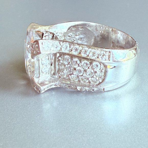 Huge Estate 10.88ct Cubic Zirconia Sterling Silver 925 Statement Cocktail Ring - Picture 12 of 13